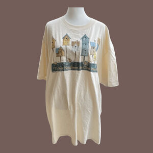 Jerzees Birdhouse Graphic Tee | Cream | Size 2X | Vintage